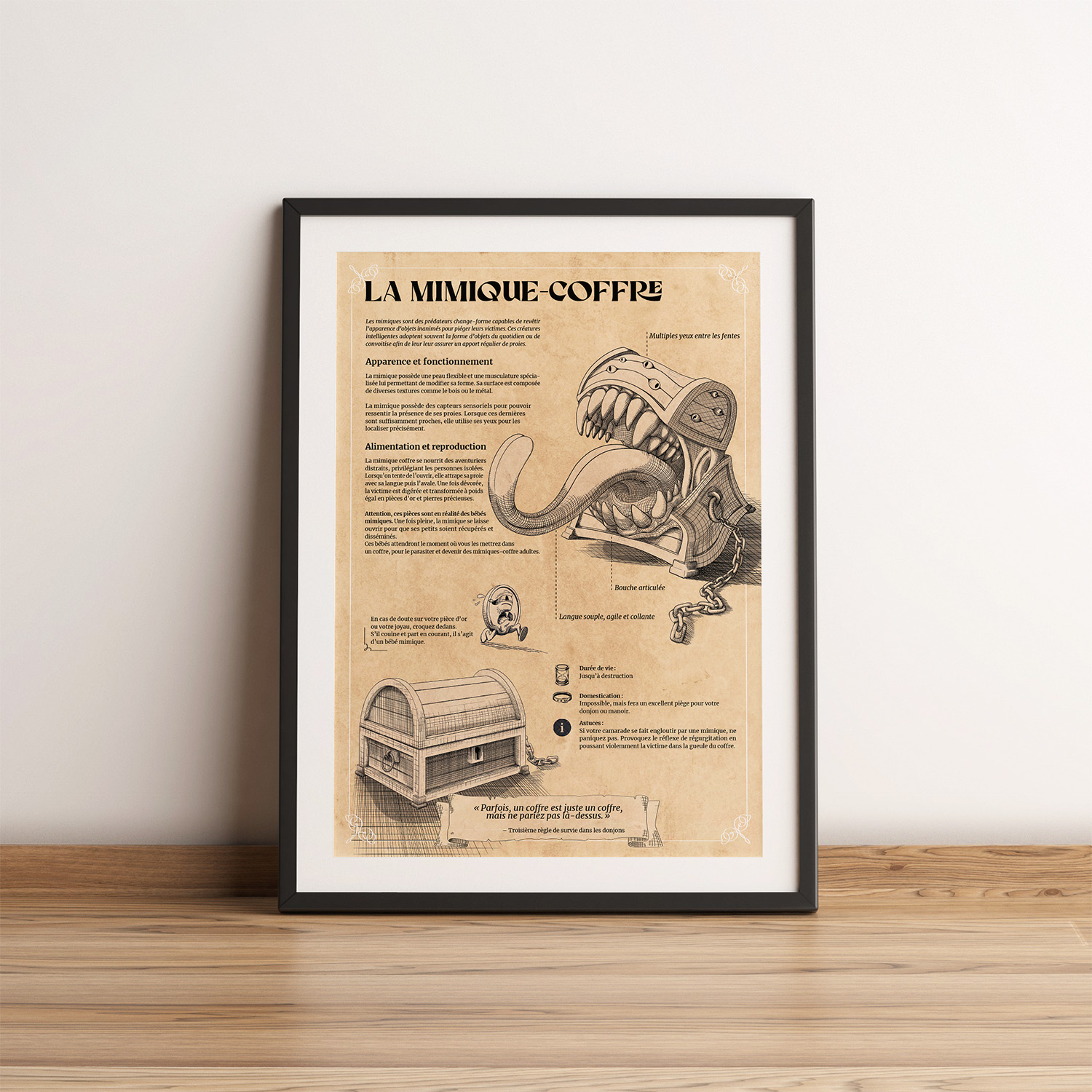 Poster de l'affiche Mimique coffre au format A3 dans un cadre